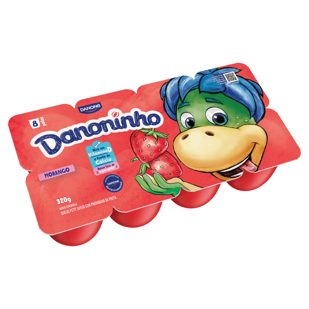 Petit Suisse Morango Danoninho Bandeja 320g 8 Unidades